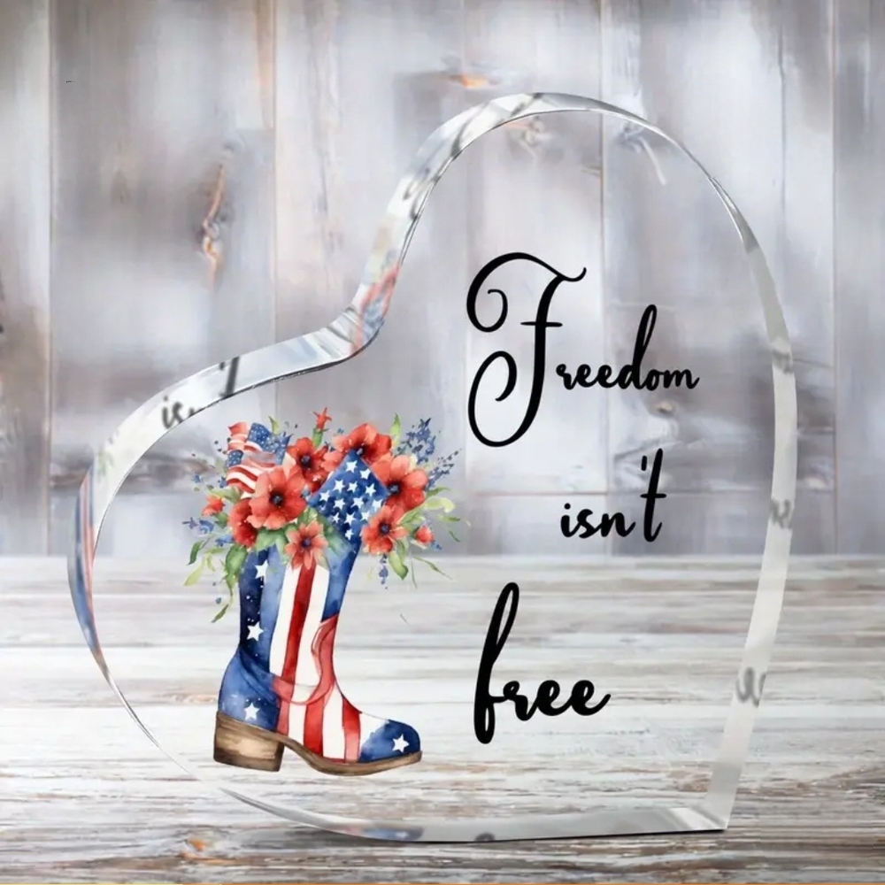 Patriotic Heart-Shaped Decor with Gift Box- NIP